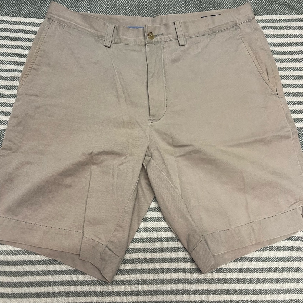 Polo by Ralph Lauren Classic Fit‎ 9” Tan Flat Front Shorts Size 32